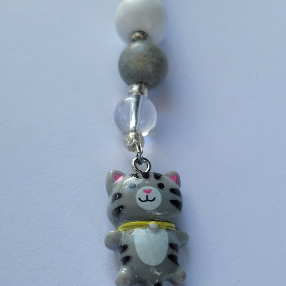 Gray Cat Keychain - Handmade - Picture 5 of 7